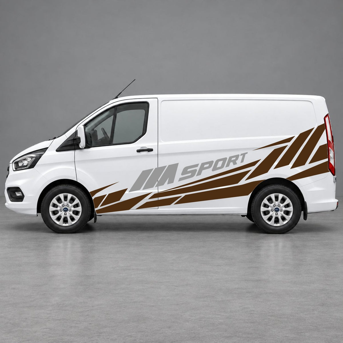 Ford Transit Custom M Sport Racing Side Graphics in Brown & Grey