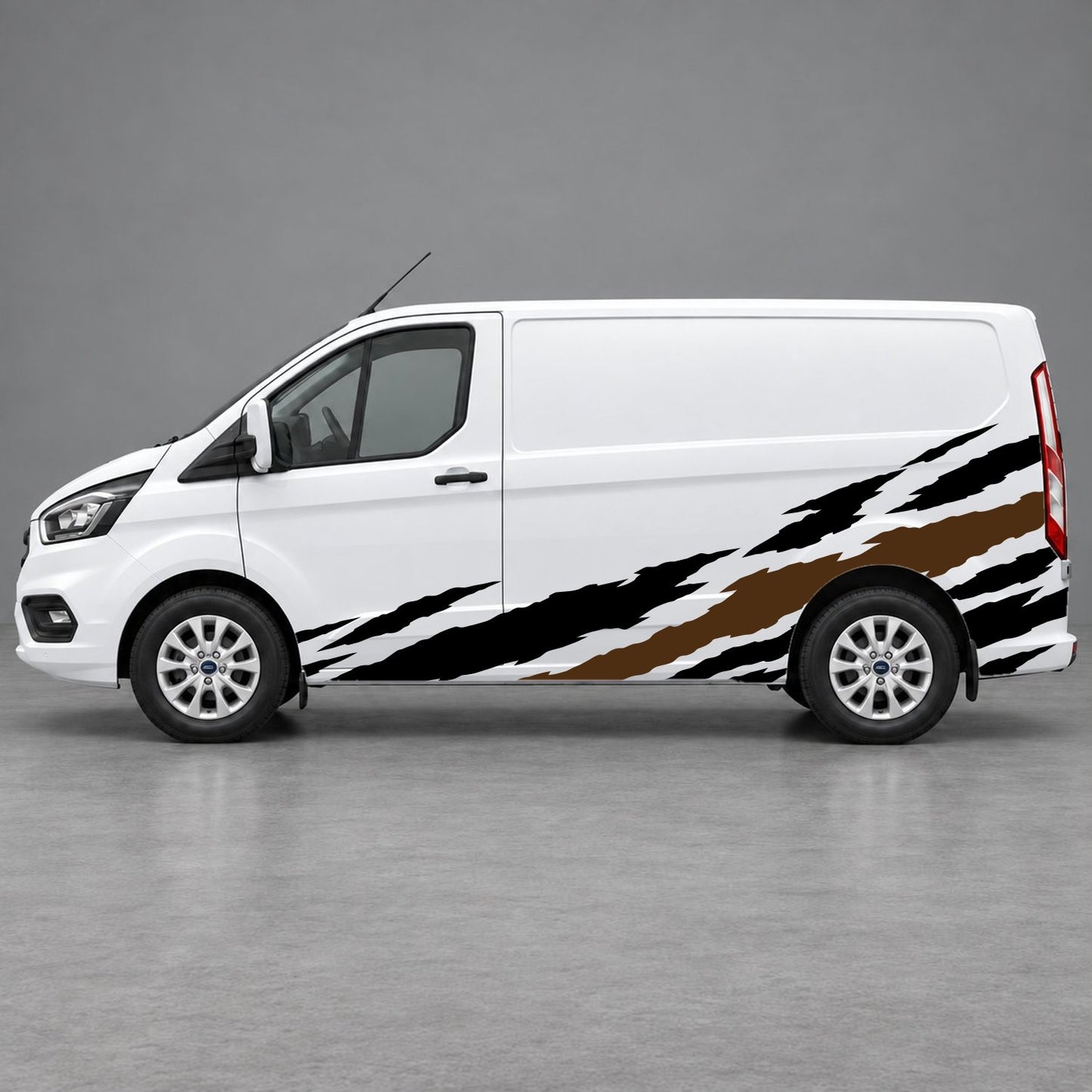 Ford Transit Custom Claw Scratch Side Graphics in Black & Brown