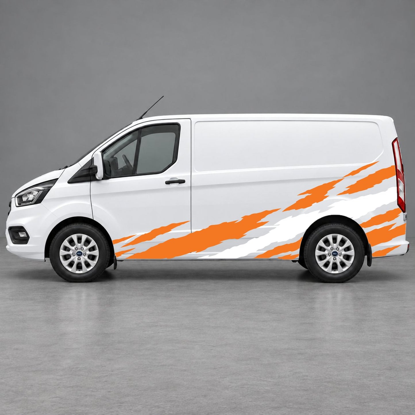 Ford Transit Custom Claw Scratch Side Graphics in Orange & White
