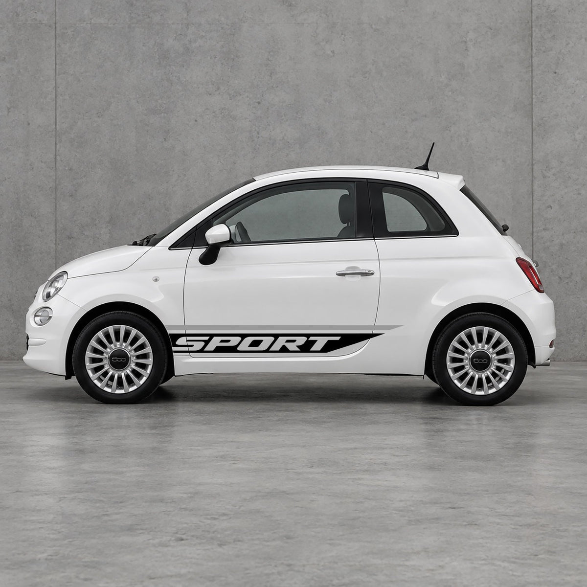 Fiat 500 Sport Lower Side Stripes Kit - Pair Supplied in Grey & Black