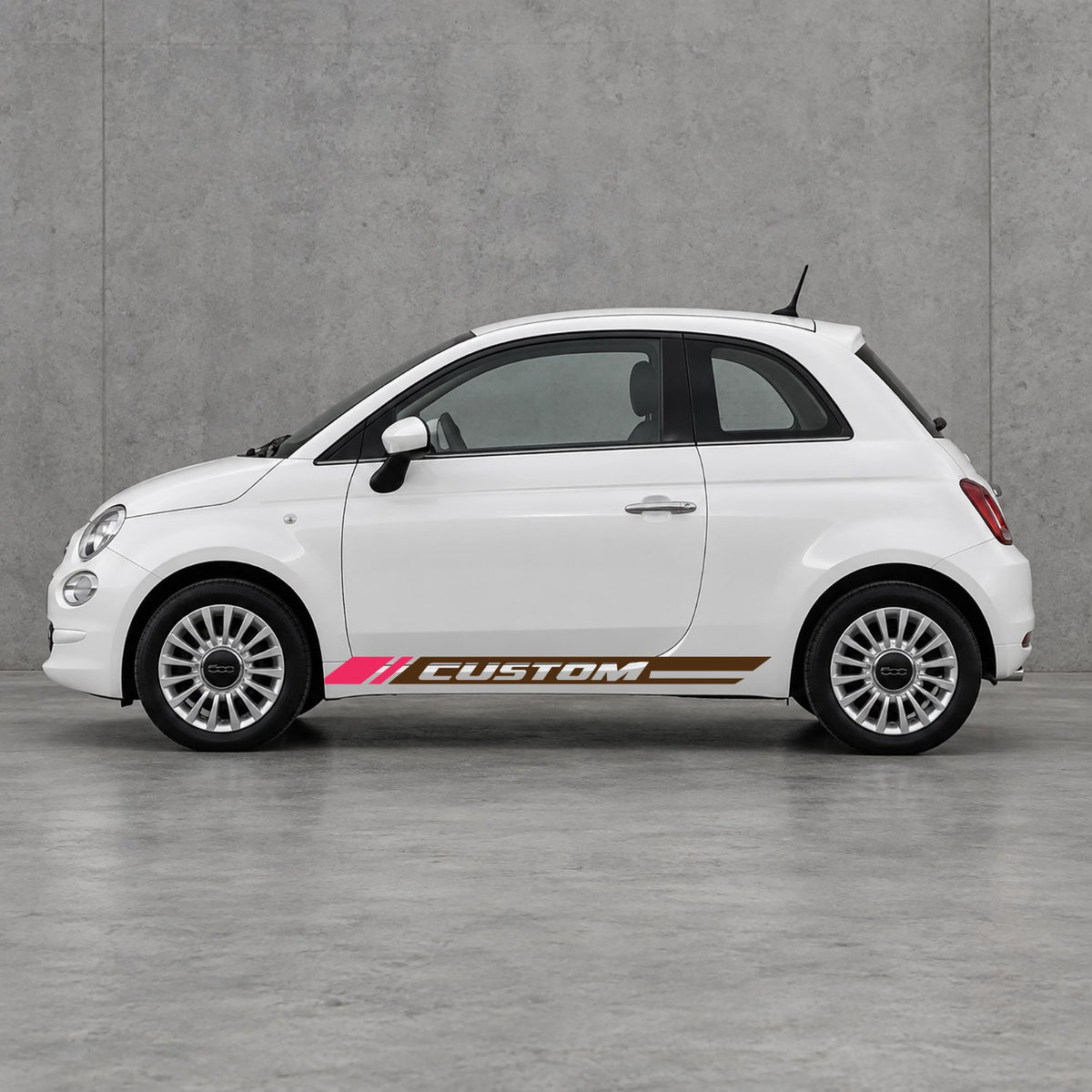 Fiat 500 Custom Lower Side Stripes Kit - Pair Supplied in Brown & Pink
