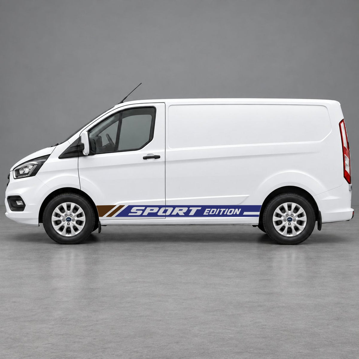 Ford Transit Custom Sport Edition Lower Side Graphics in Navy Blue & Brown