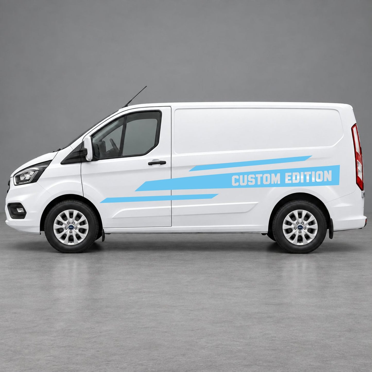 Ford Transit Custom Custom Edition Speed Side Stripes in Light Blue