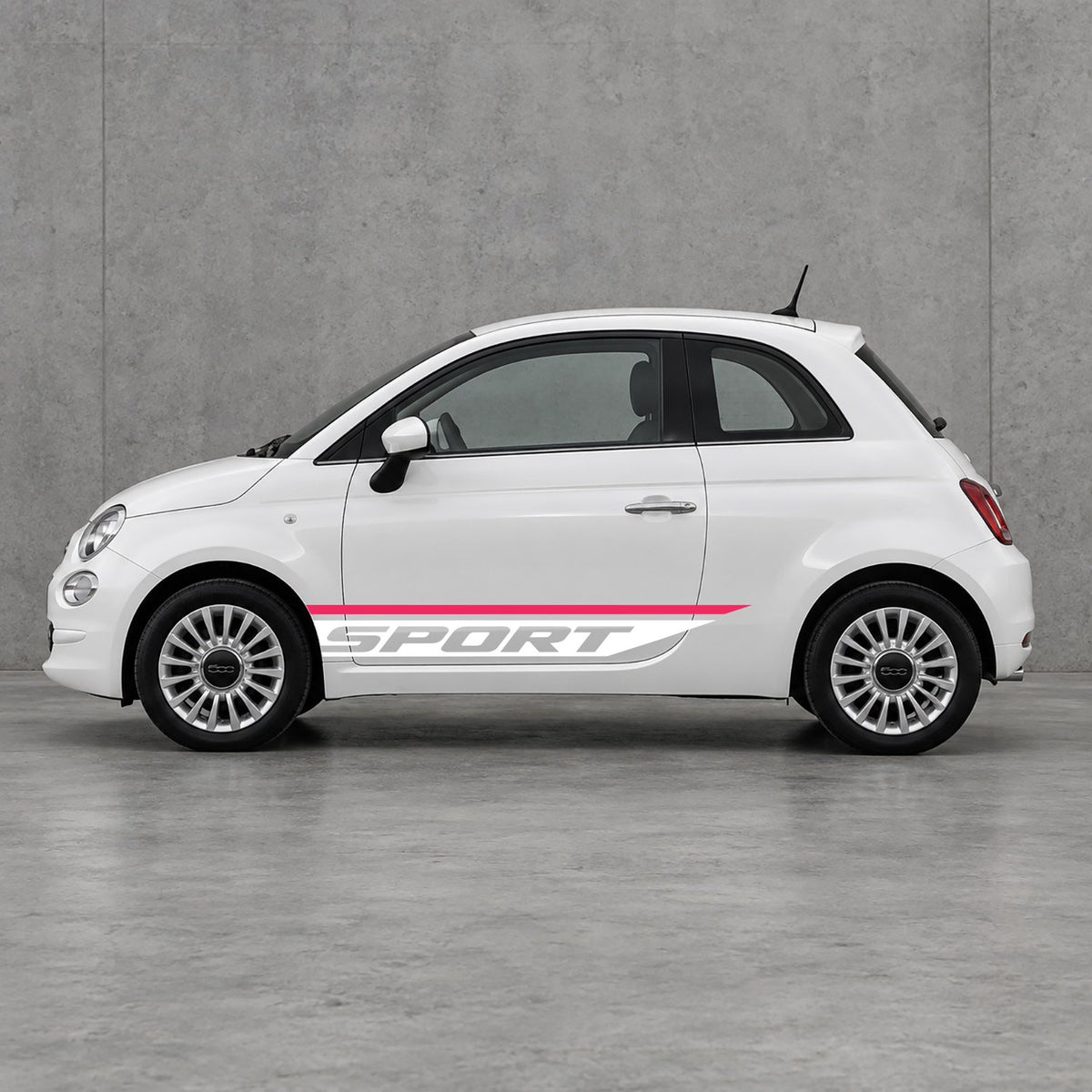 Fiat 500 Sport Lower Side Stripes Kit - Pair Supplied in Pink & White