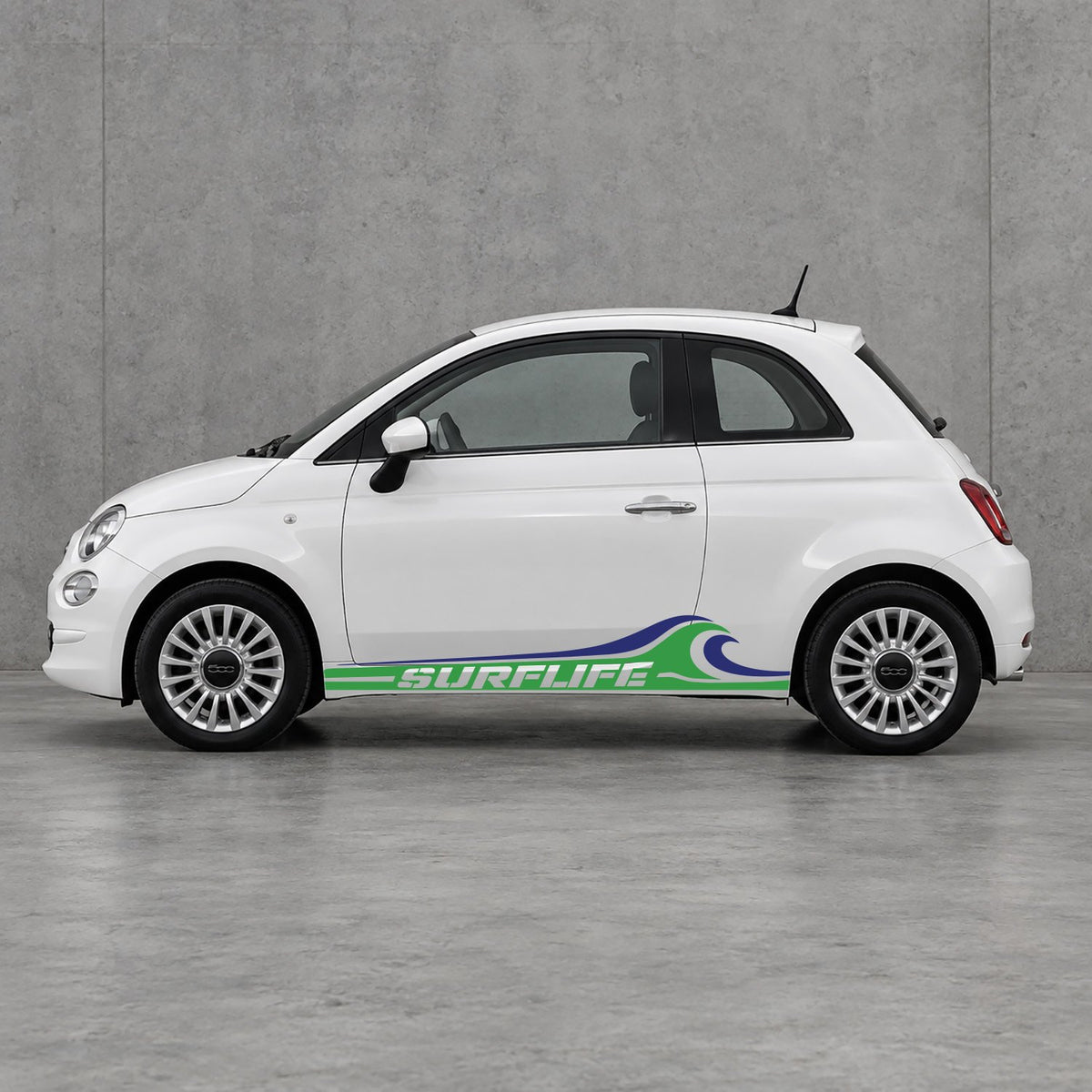 Fiat 500 Surf Life Side Stripes Kit - Pair Supplied in Green & Navy Blue