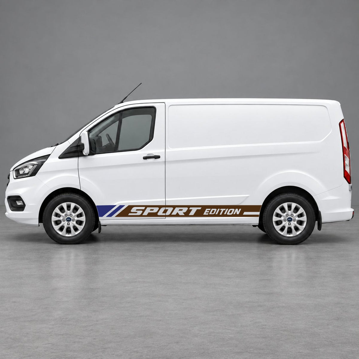 Ford Transit Custom Sport Edition Lower Side Graphics in Brown & Navy Blue