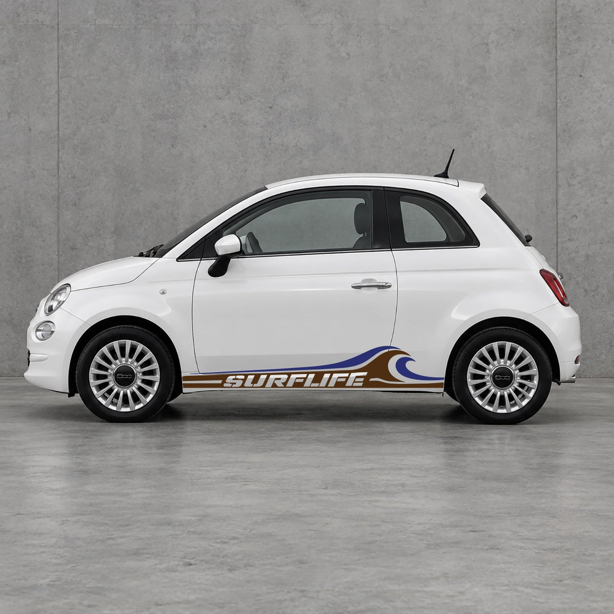 Fiat 500 Surf Life Side Stripes Kit - Pair Supplied in Brown & Navy Blue