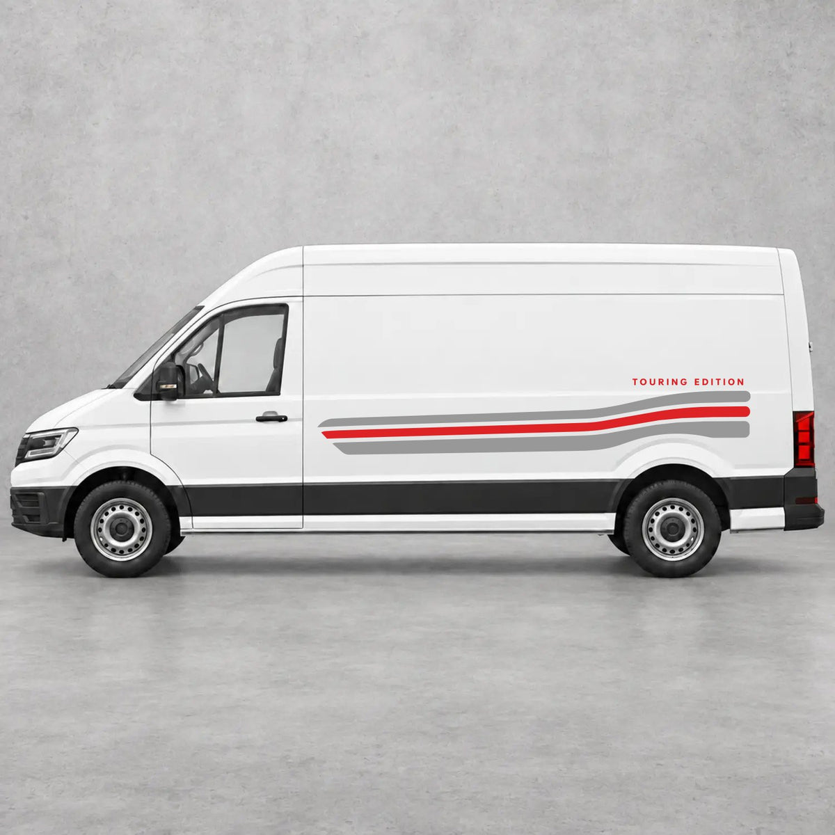 VW Crafter Touring Edition Side Stripes in Grey & Red