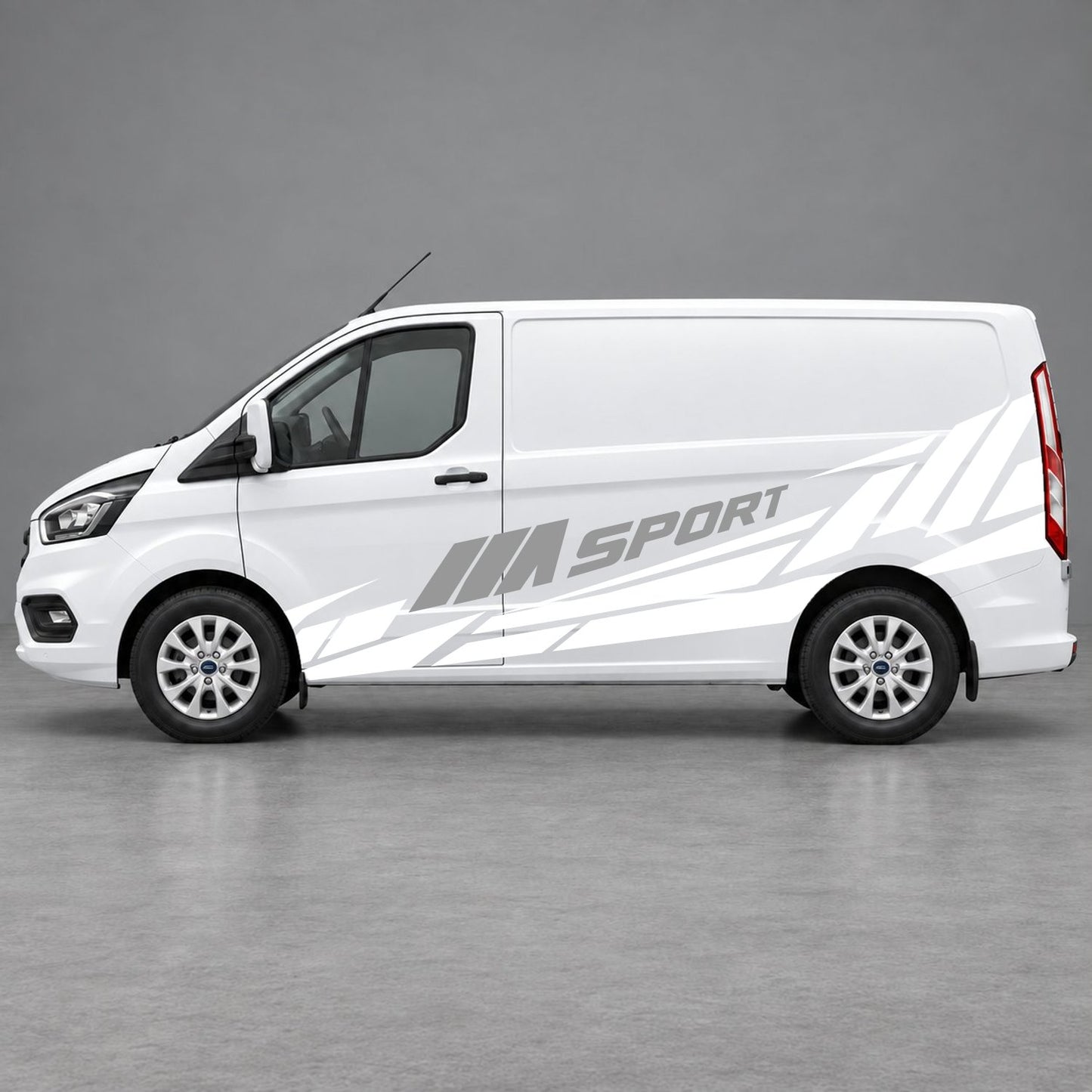 Ford Transit Custom M Sport Racing Side Graphics in White & Grey