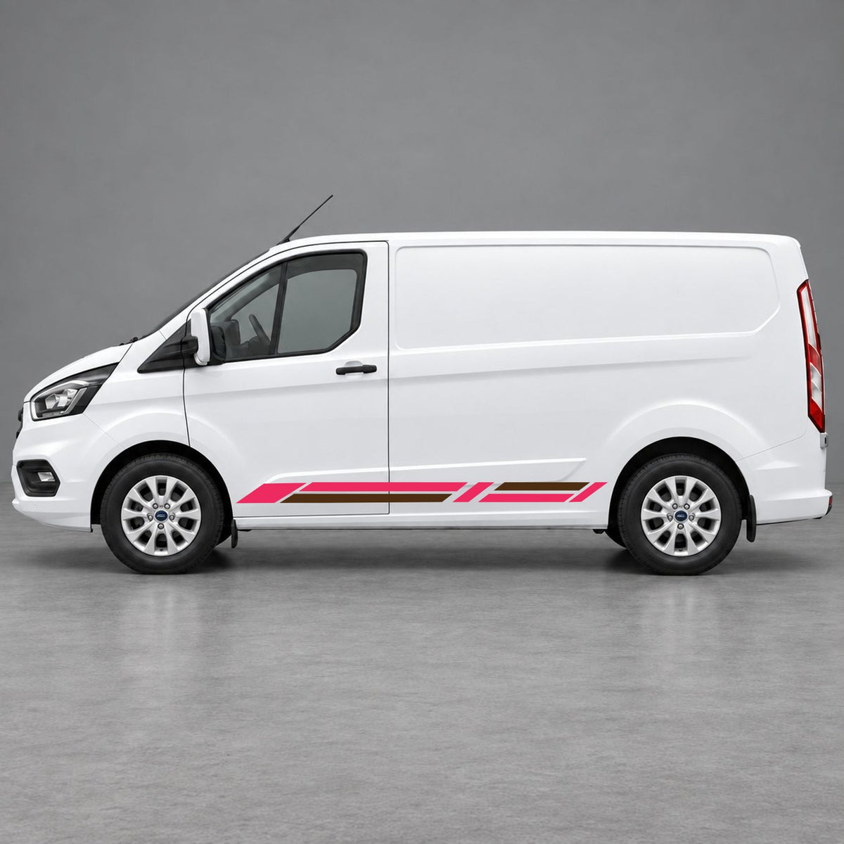 Ford Transit Custom Geometric Lower Side Stripes in Pink & Brown