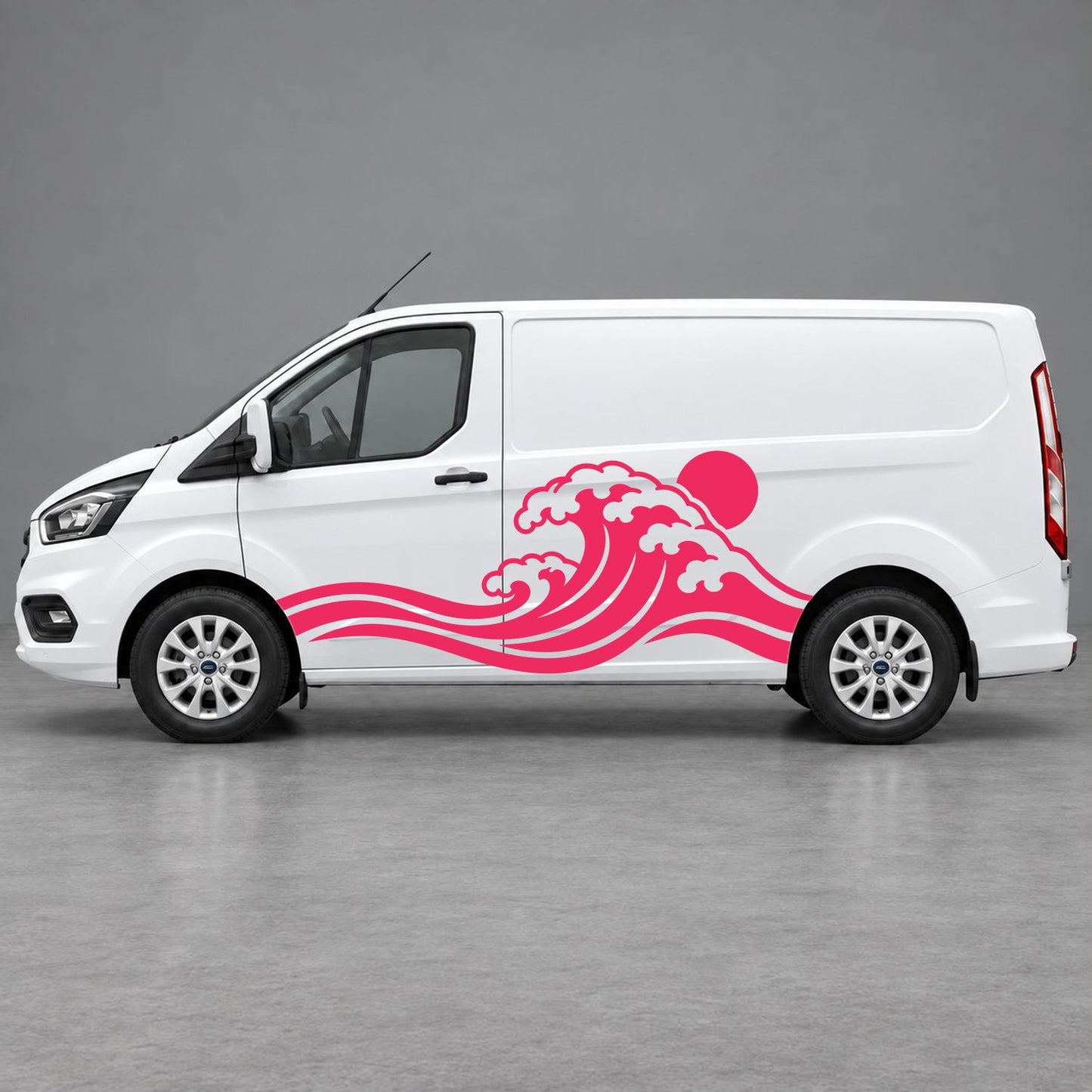 Ford Transit Custom Ocean Wave & Sunset Side Graphics in Pink