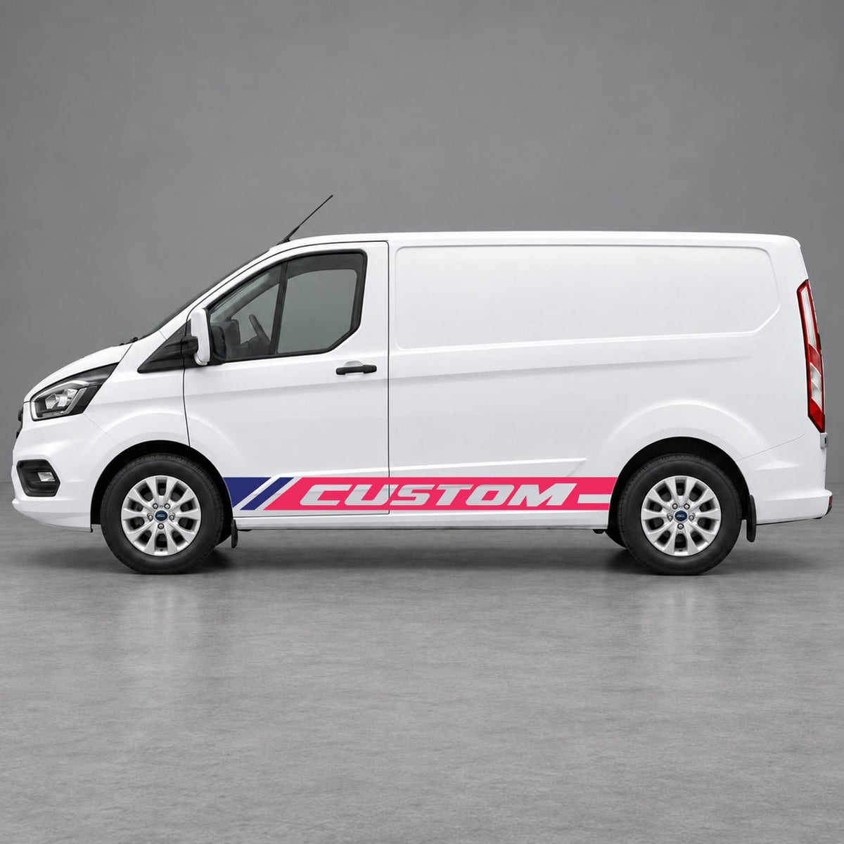 Ford Transit Custom Custom Lower Side Stripes in Pink & Navy Blue