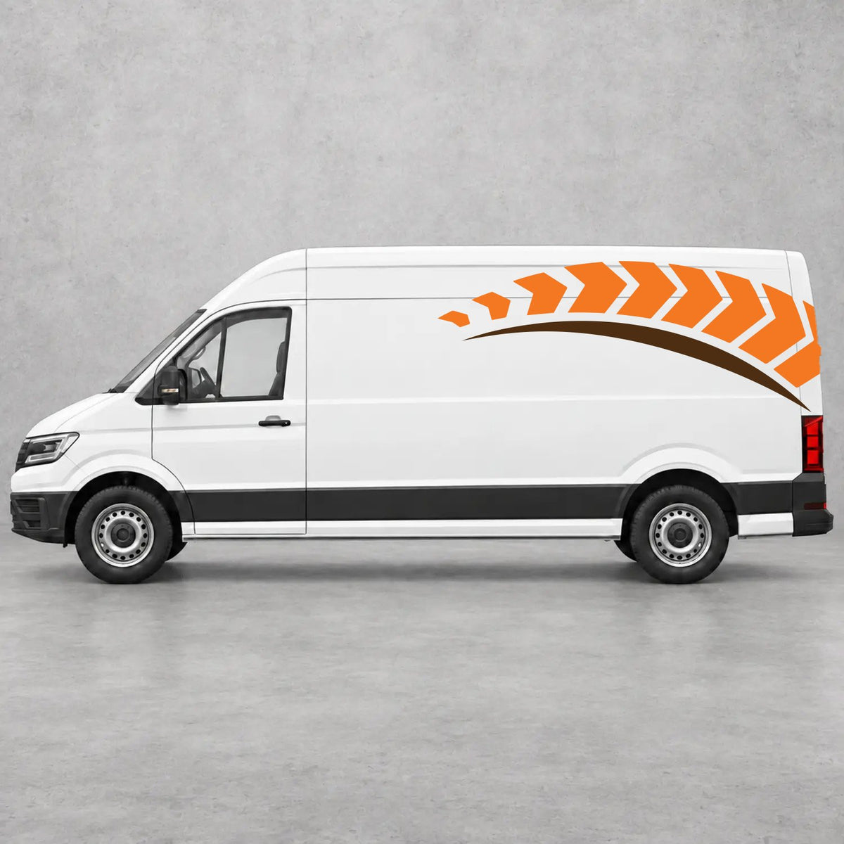 VW Crafter Chevron Track Side Graphics in Orange & Brown