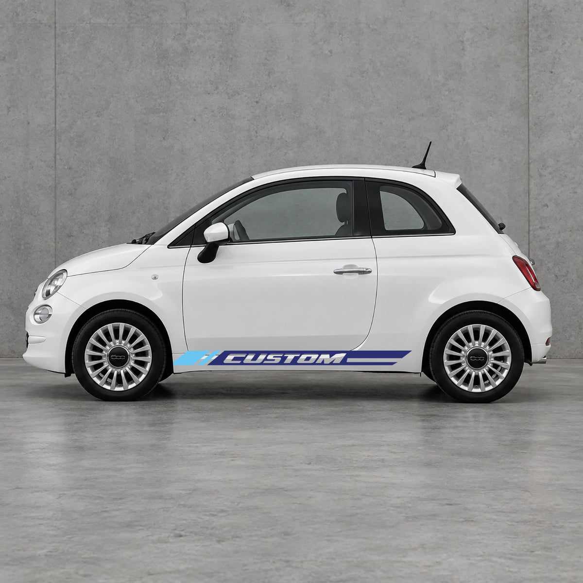 Fiat 500 Custom Lower Side Stripes Kit - Pair Supplied in Navy Blue & Light Blue