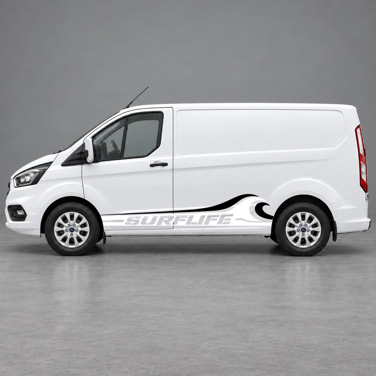 Ford Transit Custom Surflife Wave Side Stripes in White & Black
