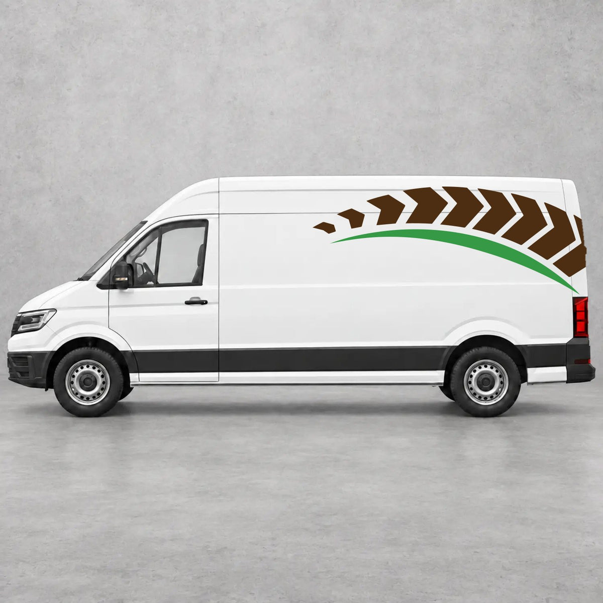 VW Crafter Chevron Track Side Graphics in Brown & Green