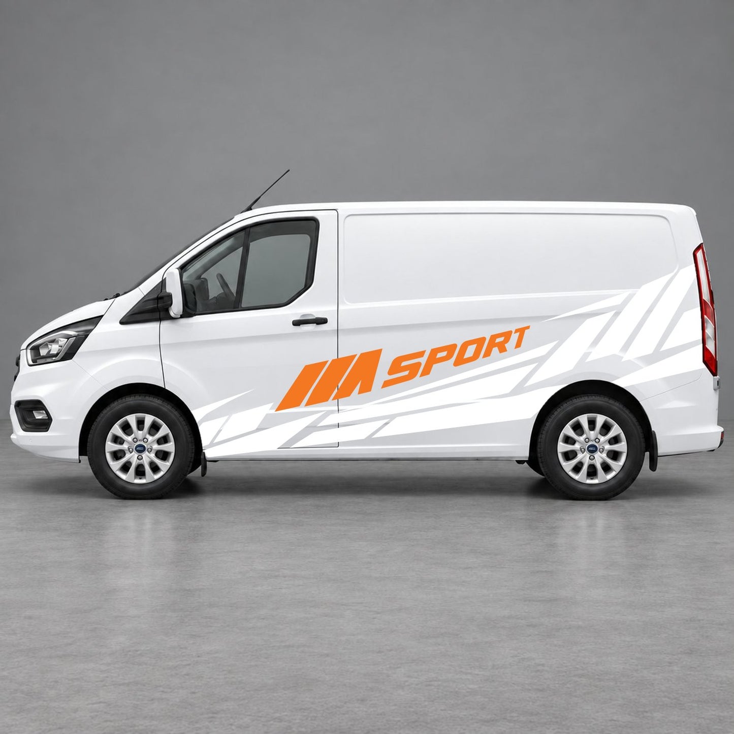 Ford Transit Custom M Sport Racing Side Graphics in White & Orange