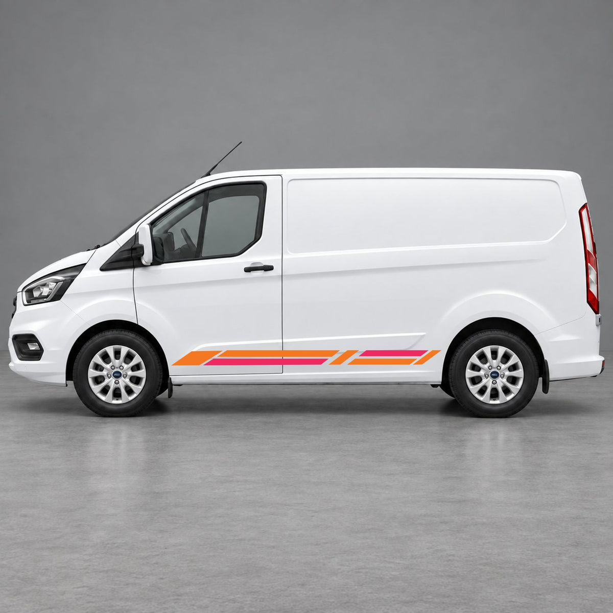 Ford Transit Custom Geometric Lower Side Stripes in Orange & Pink