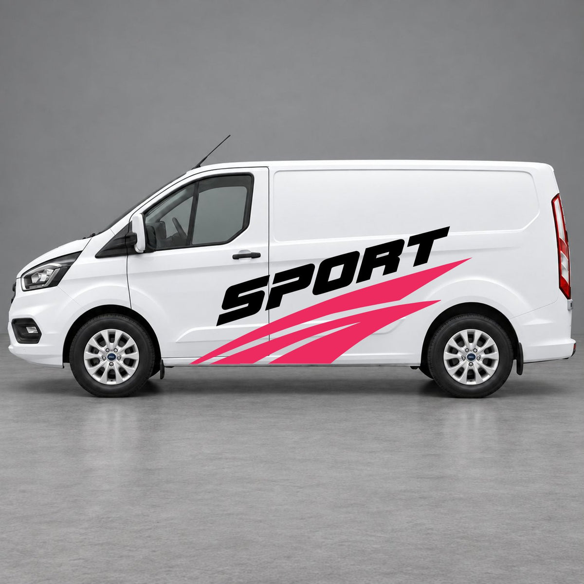 Ford Transit Custom Sport Twin Stripe Side Graphics in Pink & Black
