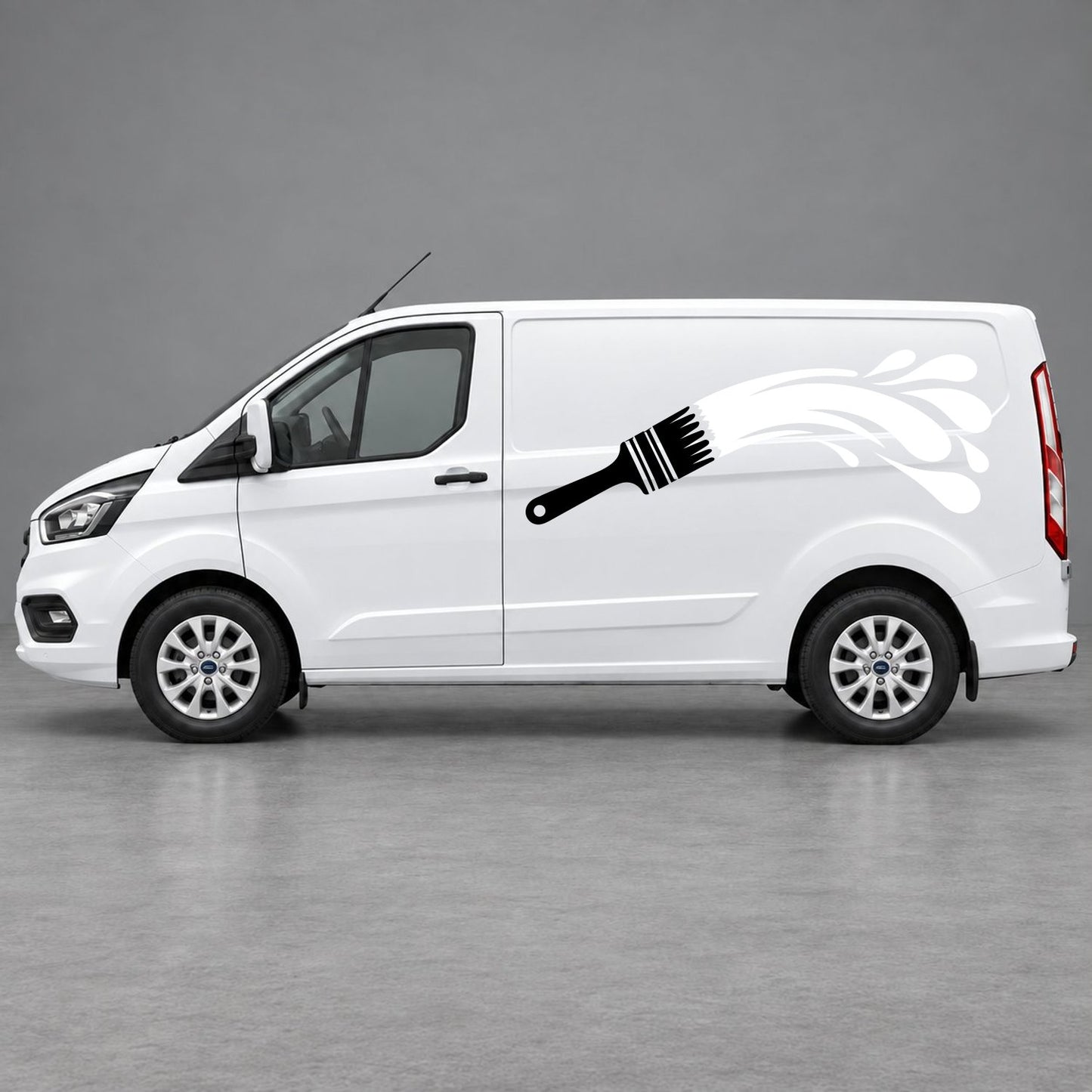 Ford Transit Custom Paintbrush Swoosh Side Graphics in Black & White