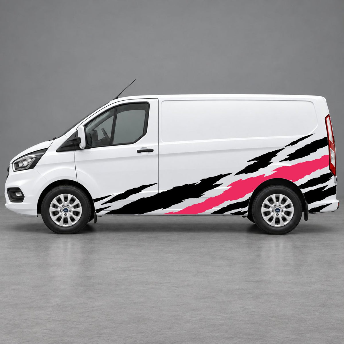 Ford Transit Custom Claw Scratch Side Graphics in Black & Pink