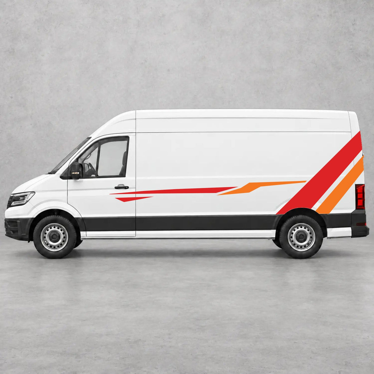 VW Crafter Bold Rear Diagonal Side Stripes in Red & Orange