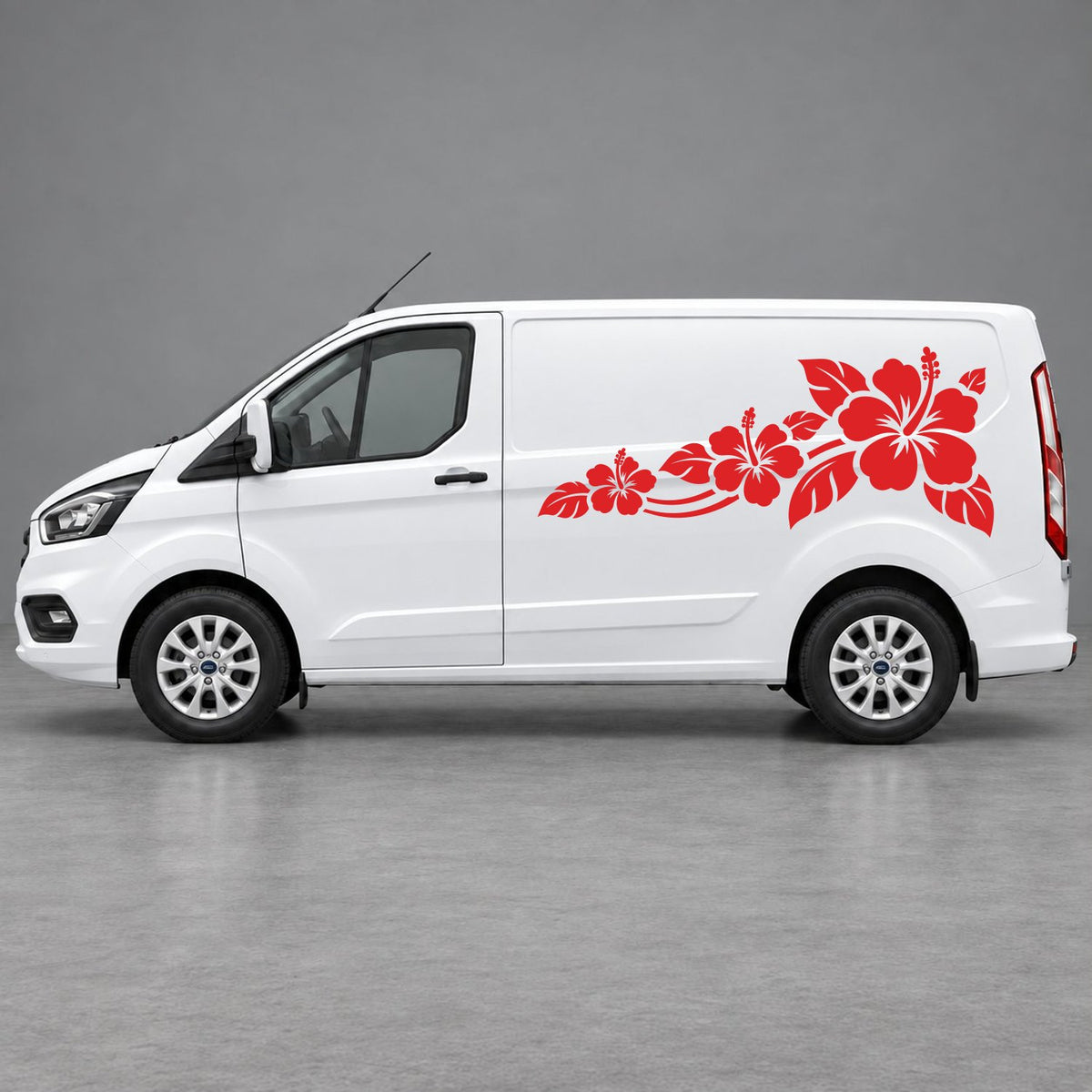 Ford Transit Custom Hibiscus Flower Trail Side Graphics in Red & Red