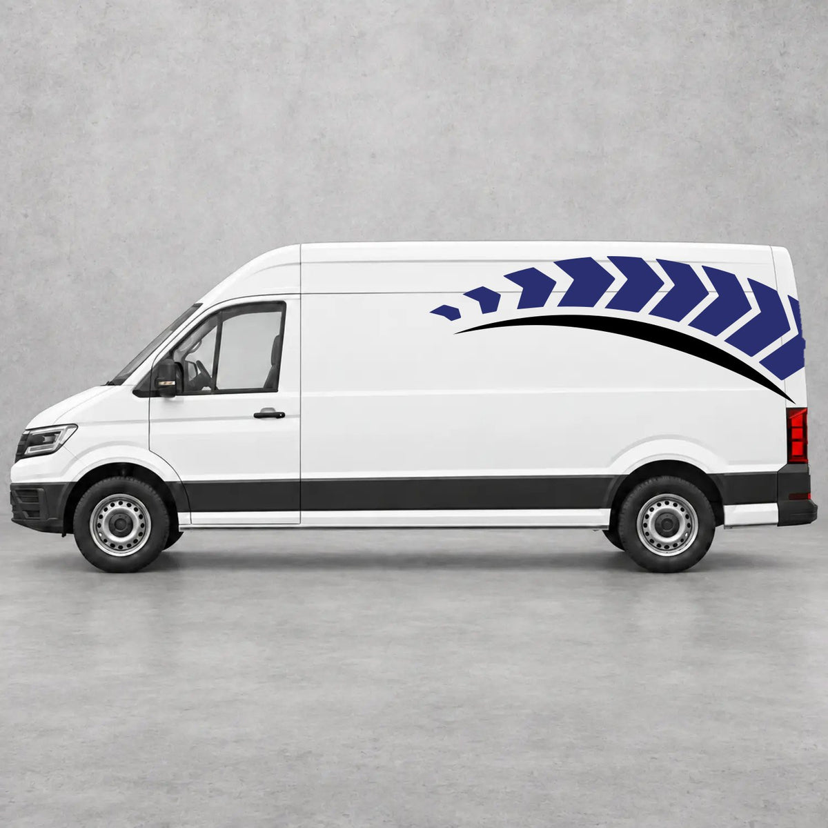 VW Crafter Chevron Track Side Graphics in Navy Blue & Black