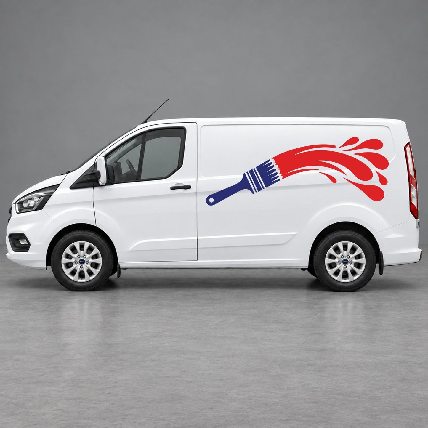 Ford Transit Custom Paintbrush Swoosh Side Graphics in Navy Blue & Red