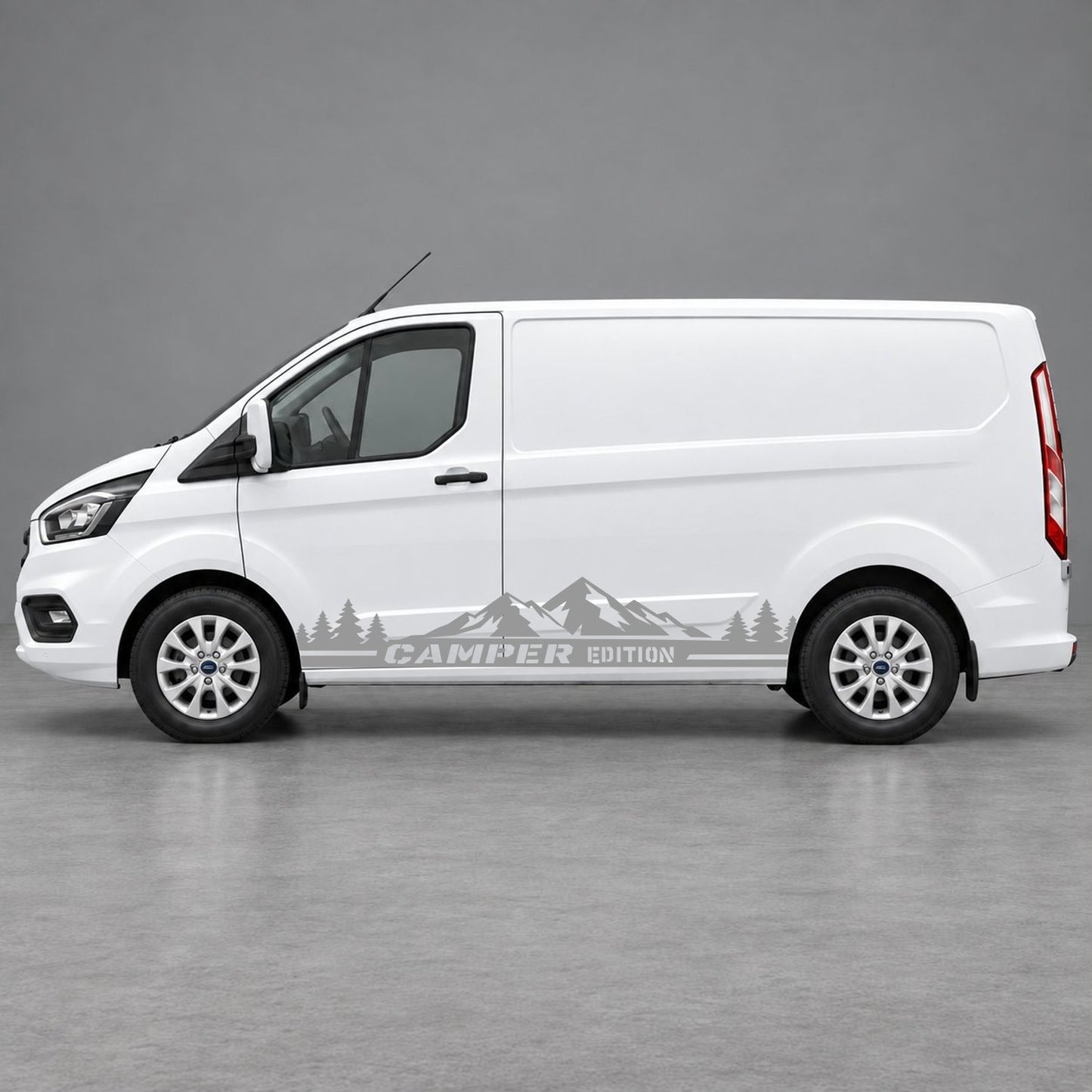 Ford Transit Custom Camper Edition Forest Side Stripes in Grey