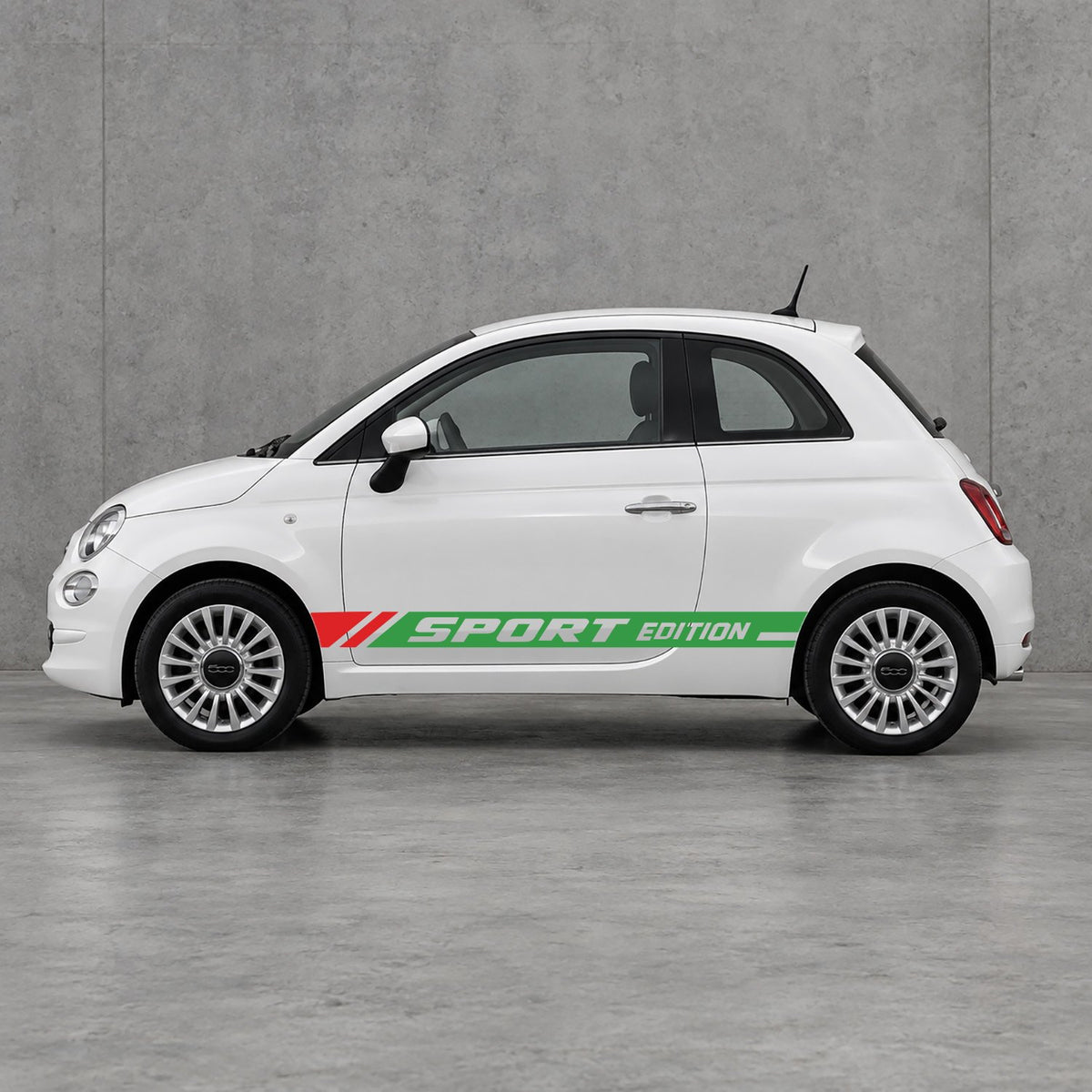 Fiat 500 Sport Edition Side Stripes Kit - Pair Supplied in Green & Red