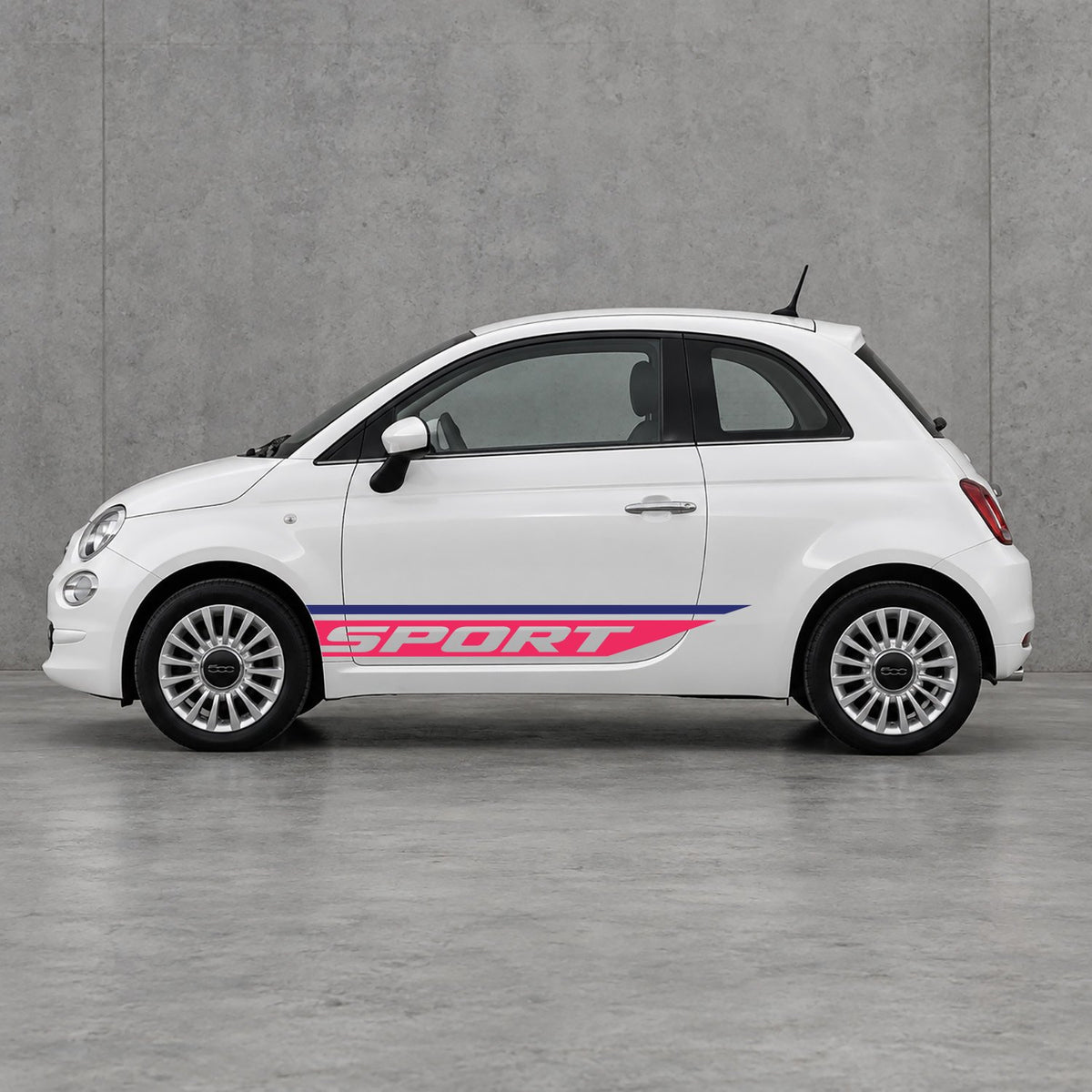 Fiat 500 Sport Lower Side Stripes Kit - Pair Supplied in Navy Blue & Pink