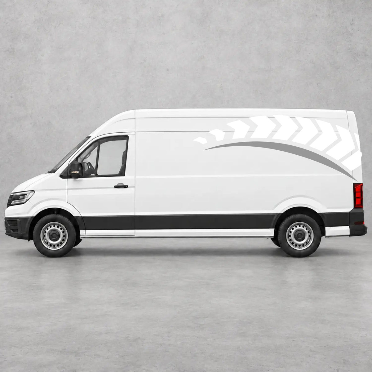 VW Crafter Chevron Track Side Graphics in White & Grey