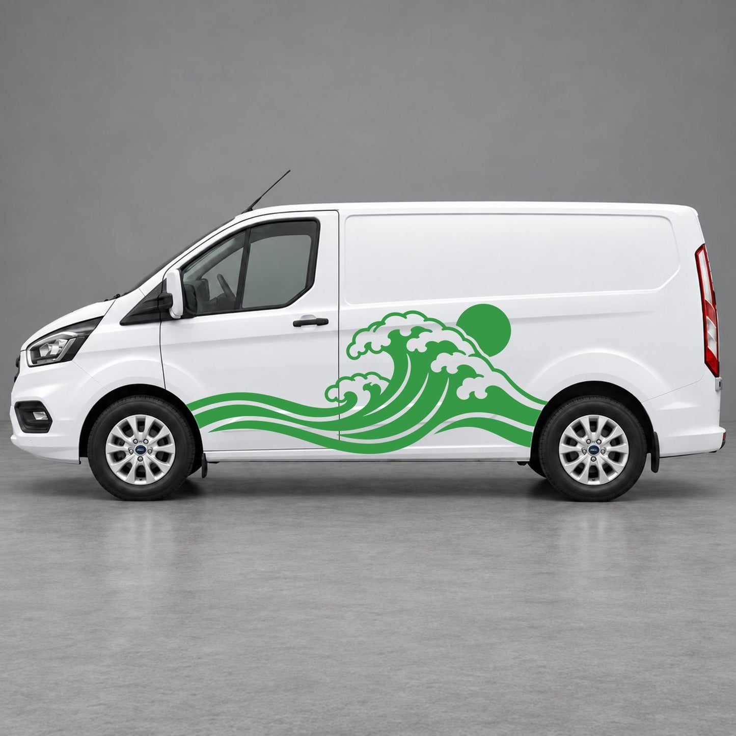 Ford Transit Custom Ocean Wave & Sunset Side Graphics in Green