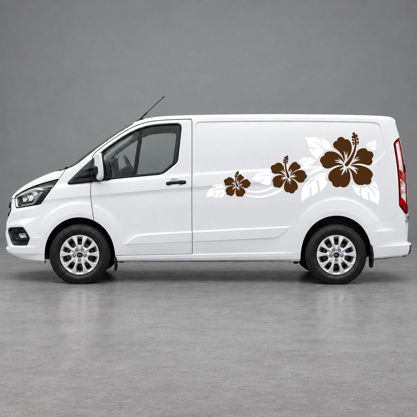 Ford Transit Custom Hibiscus Flower Trail Side Graphics in White & Brown