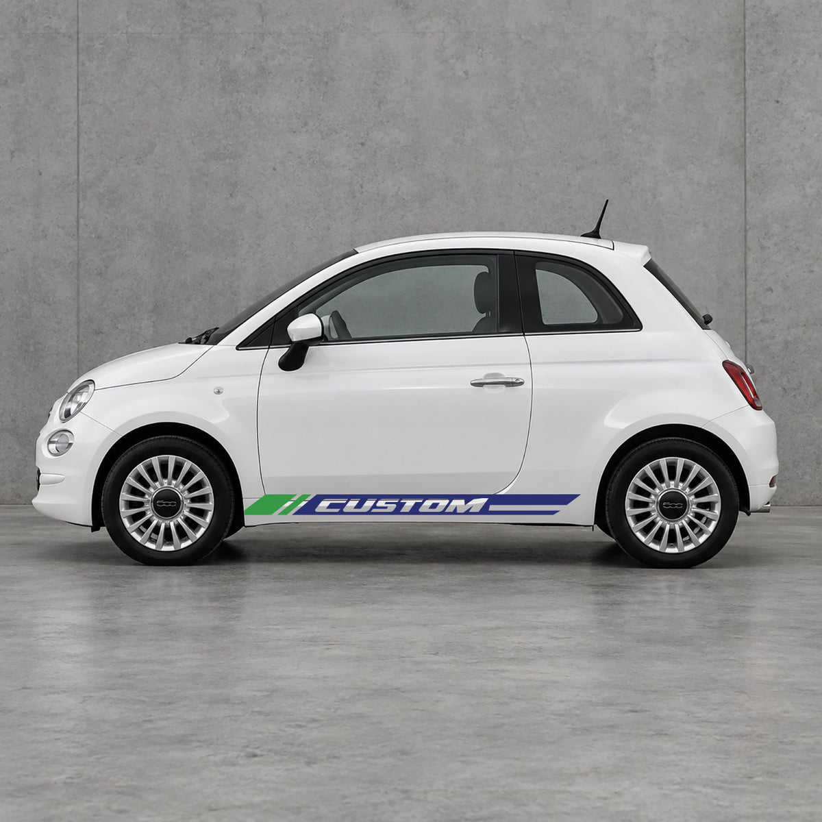 Fiat 500 Custom Lower Side Stripes Kit - Pair Supplied in Navy Blue & Green