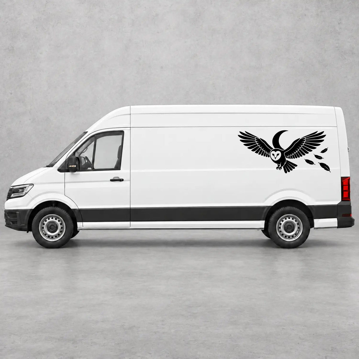 VW Crafter Flying Owl Side Graphics in Black