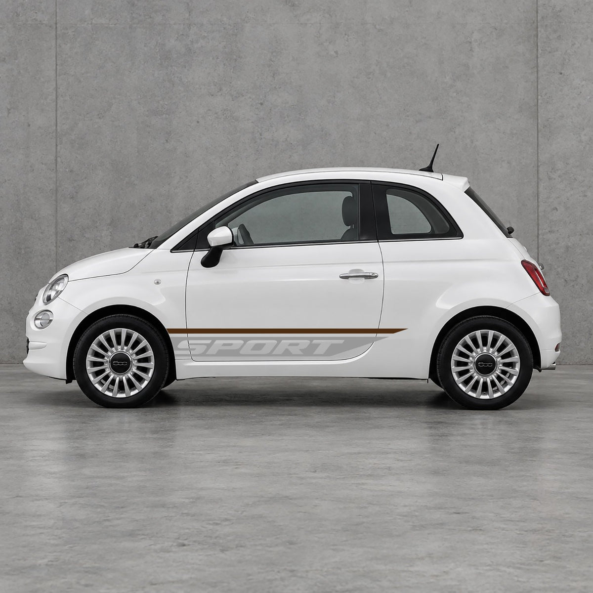 Fiat 500 Sport Lower Side Stripes Kit - Pair Supplied in Brown & Grey