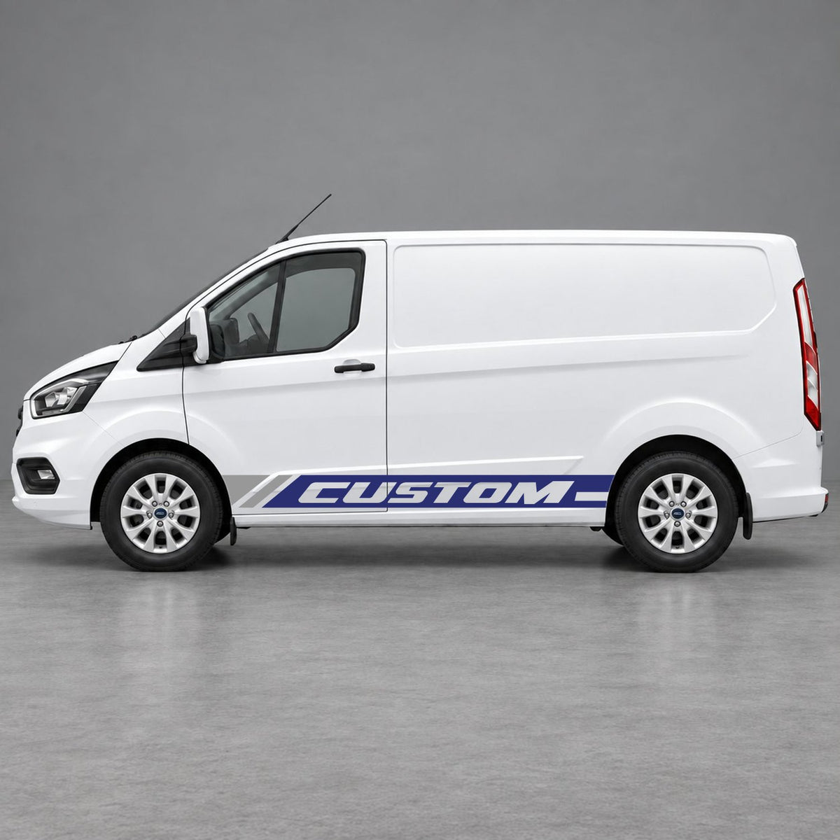 Ford Transit Custom Custom Lower Side Stripes in Navy Blue & Grey