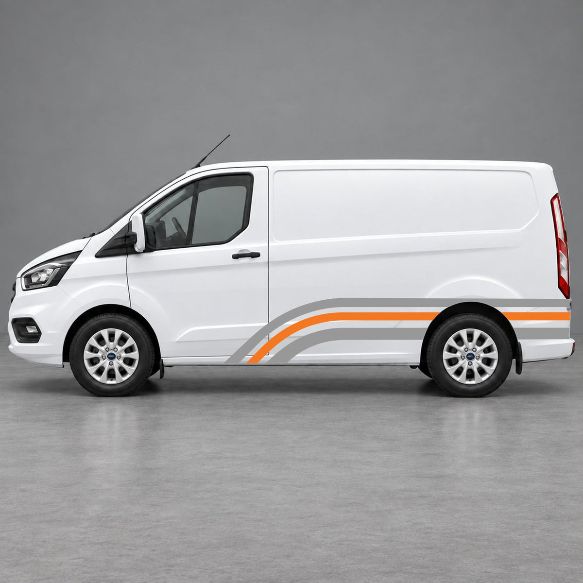 Ford Transit Custom Retro Triple-Arch Side Stripes in Grey & Orange