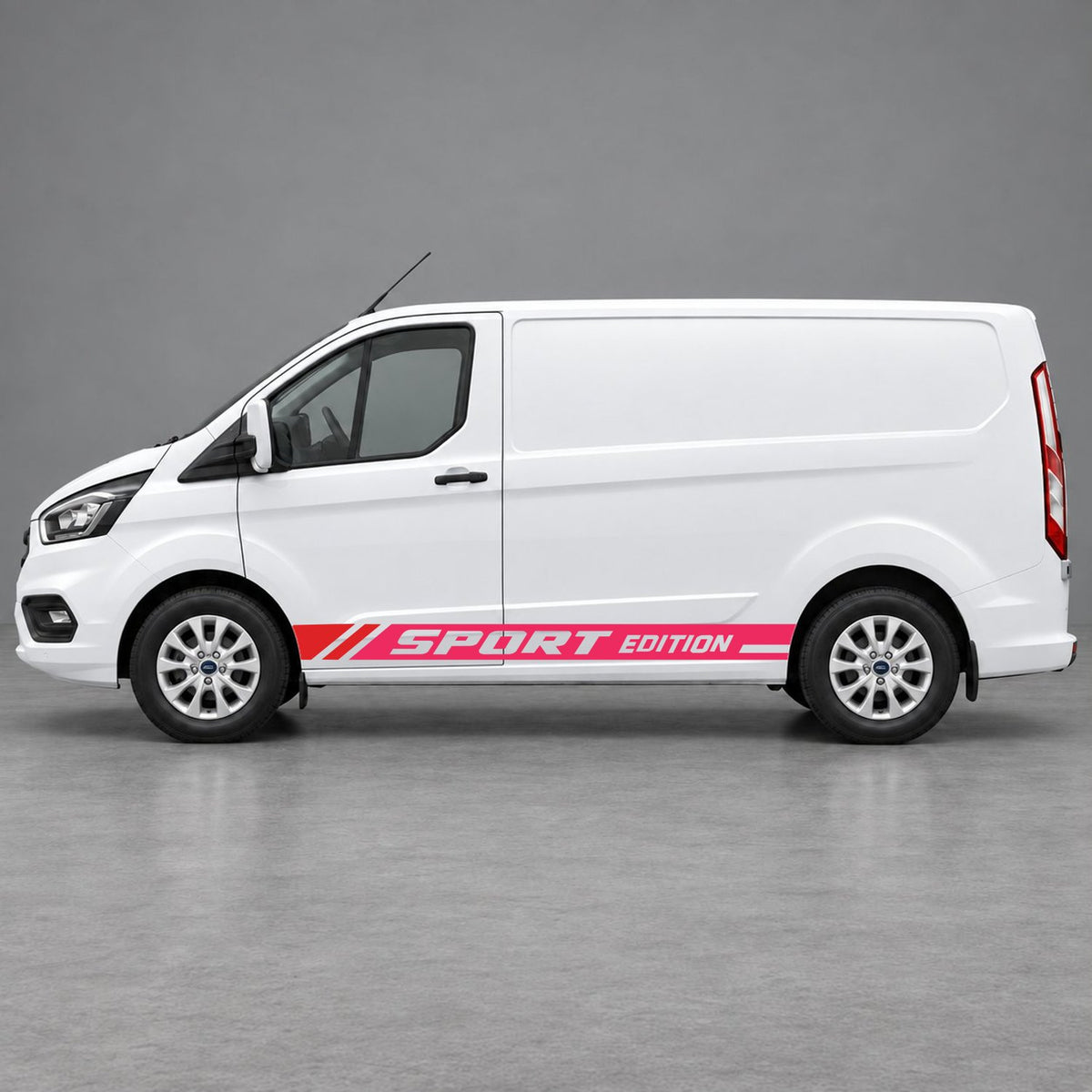 Ford Transit Custom Sport Edition Lower Side Graphics in Pink & Red