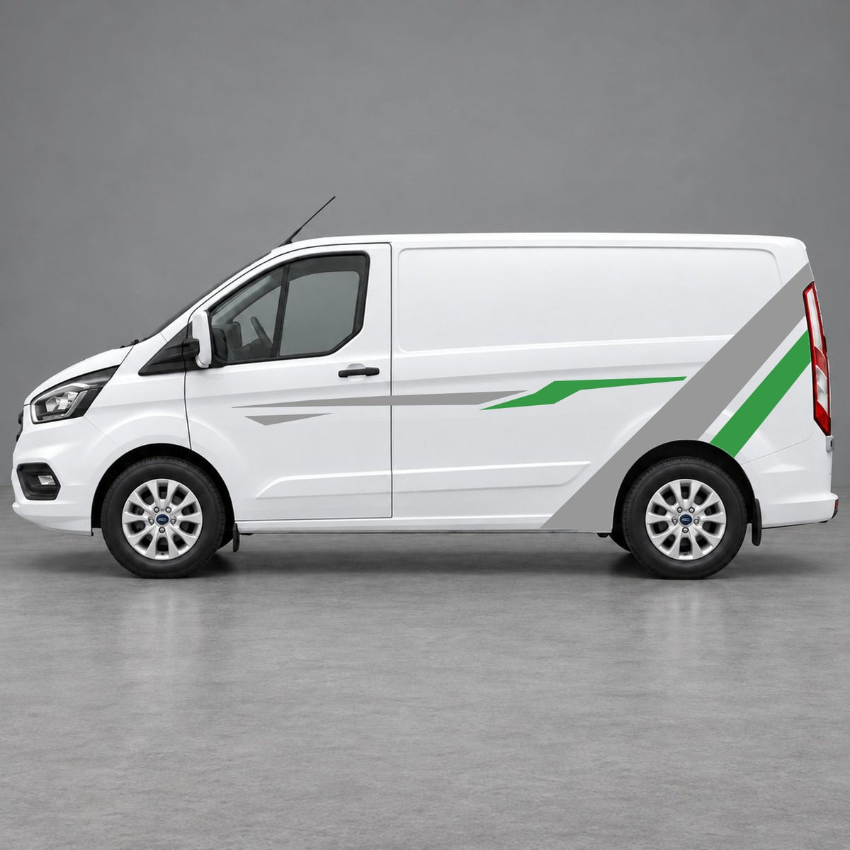 Ford Transit Custom Bold Rear Diagonal Side Stripes in Grey & Green
