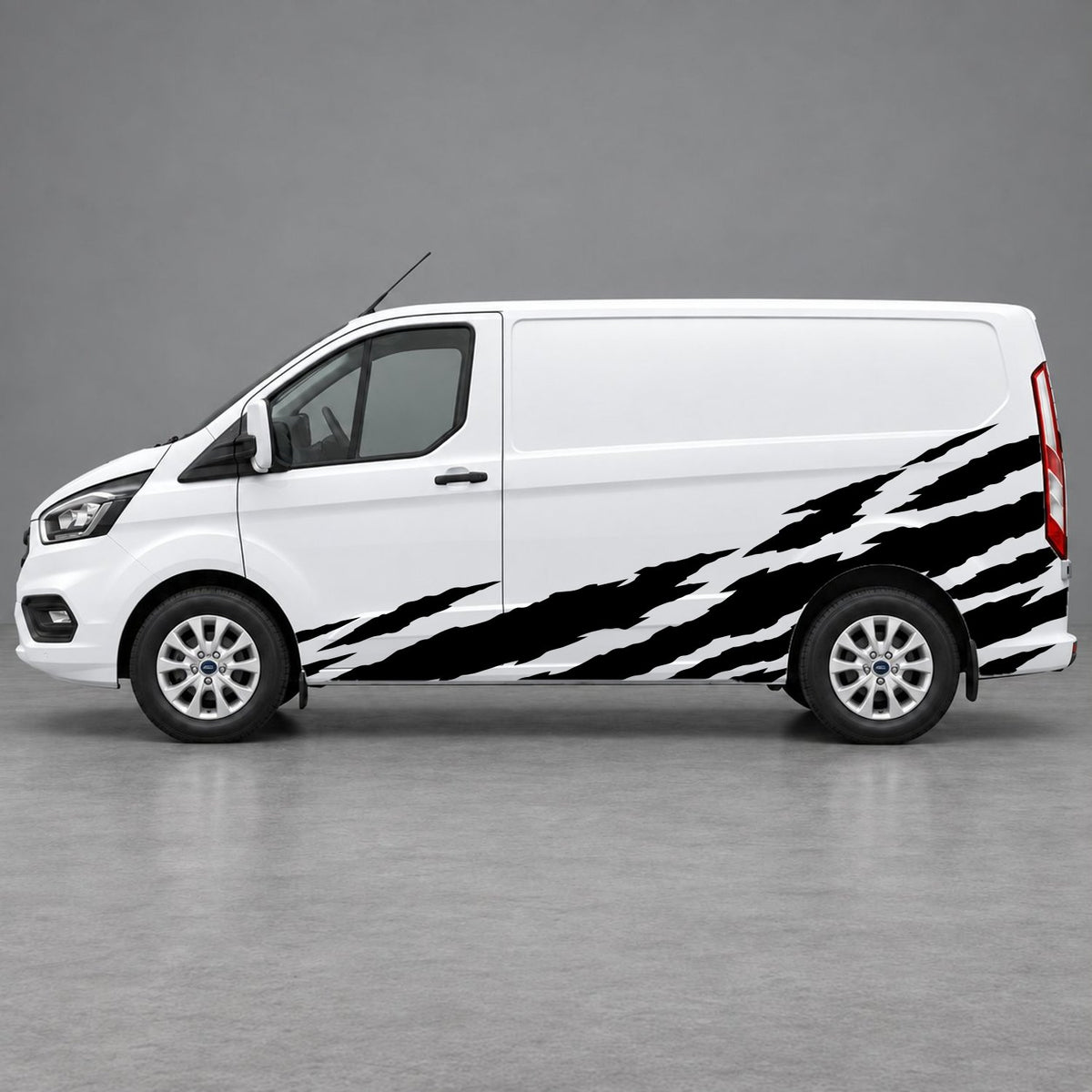 Ford Transit Custom Claw Scratch Side Graphics in Black & Black