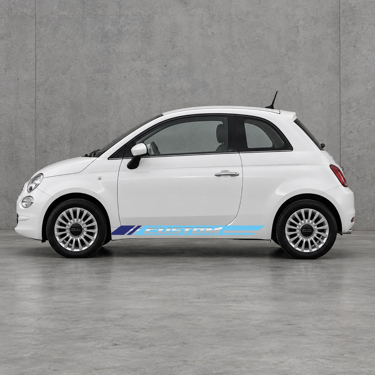 Fiat 500 Custom Lower Side Stripes Kit - Pair Supplied in Light Blue & Navy Blue
