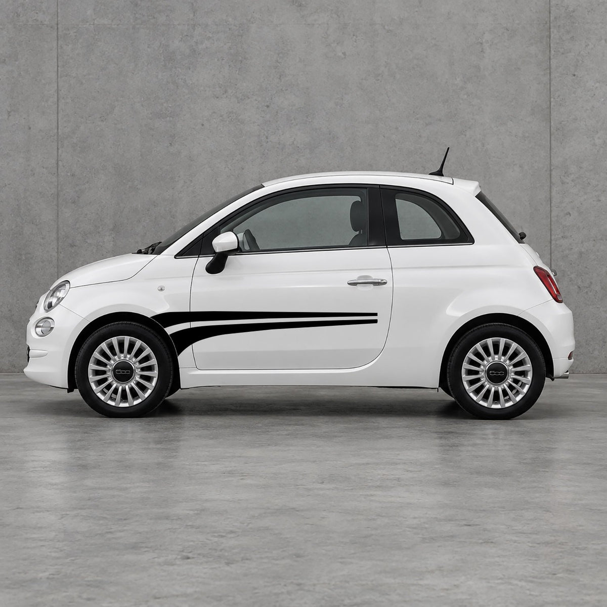 Fiat 500 Twin Bodyline Side Stripes Kit - Pair Supplied in Black