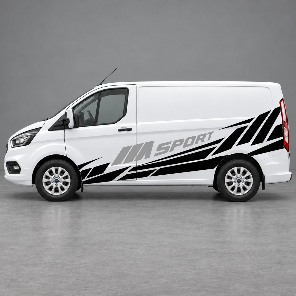 Ford Transit Custom M Sport Racing Side Graphics in Black & Grey