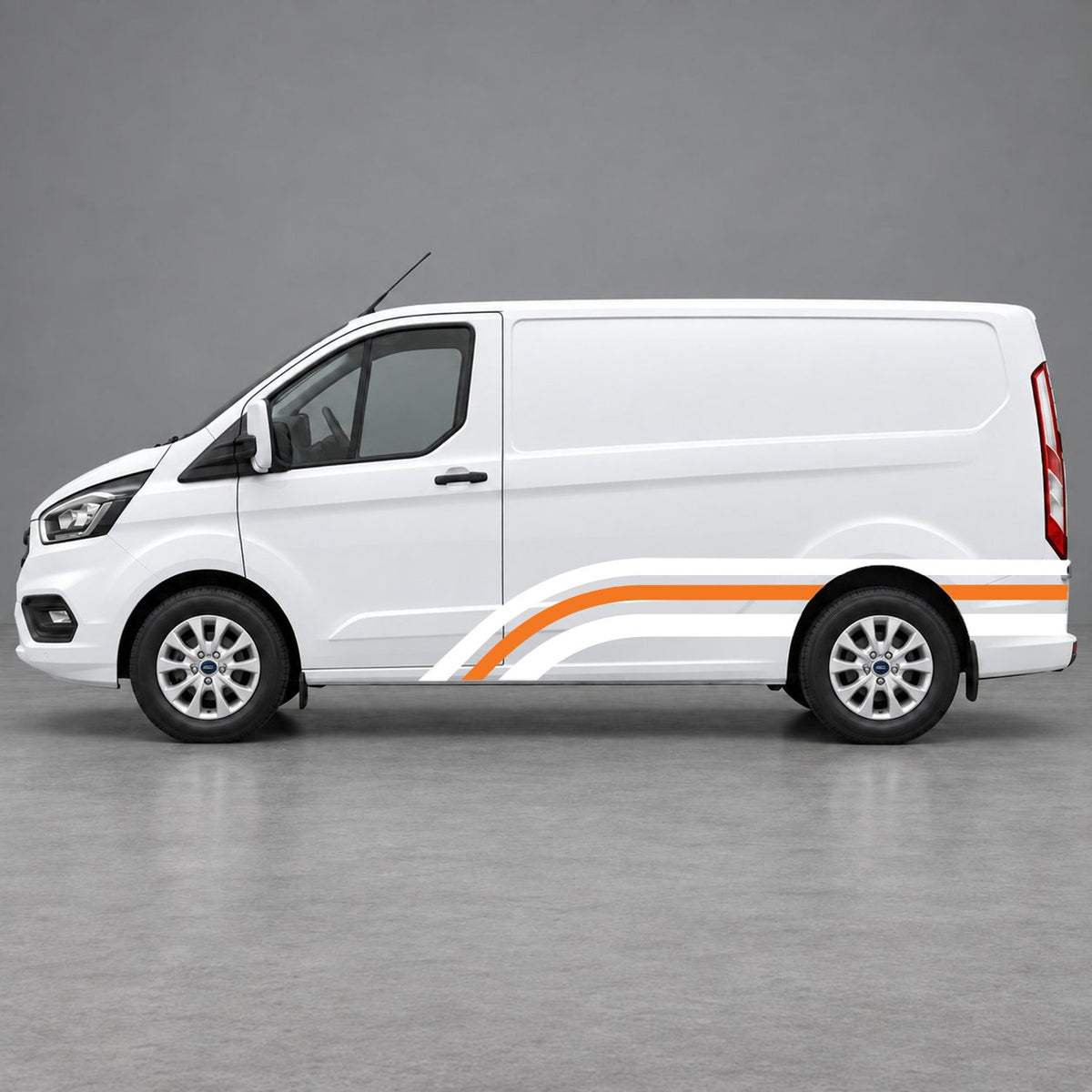 Ford Transit Custom Retro Triple-Arch Side Stripes in White & Orange
