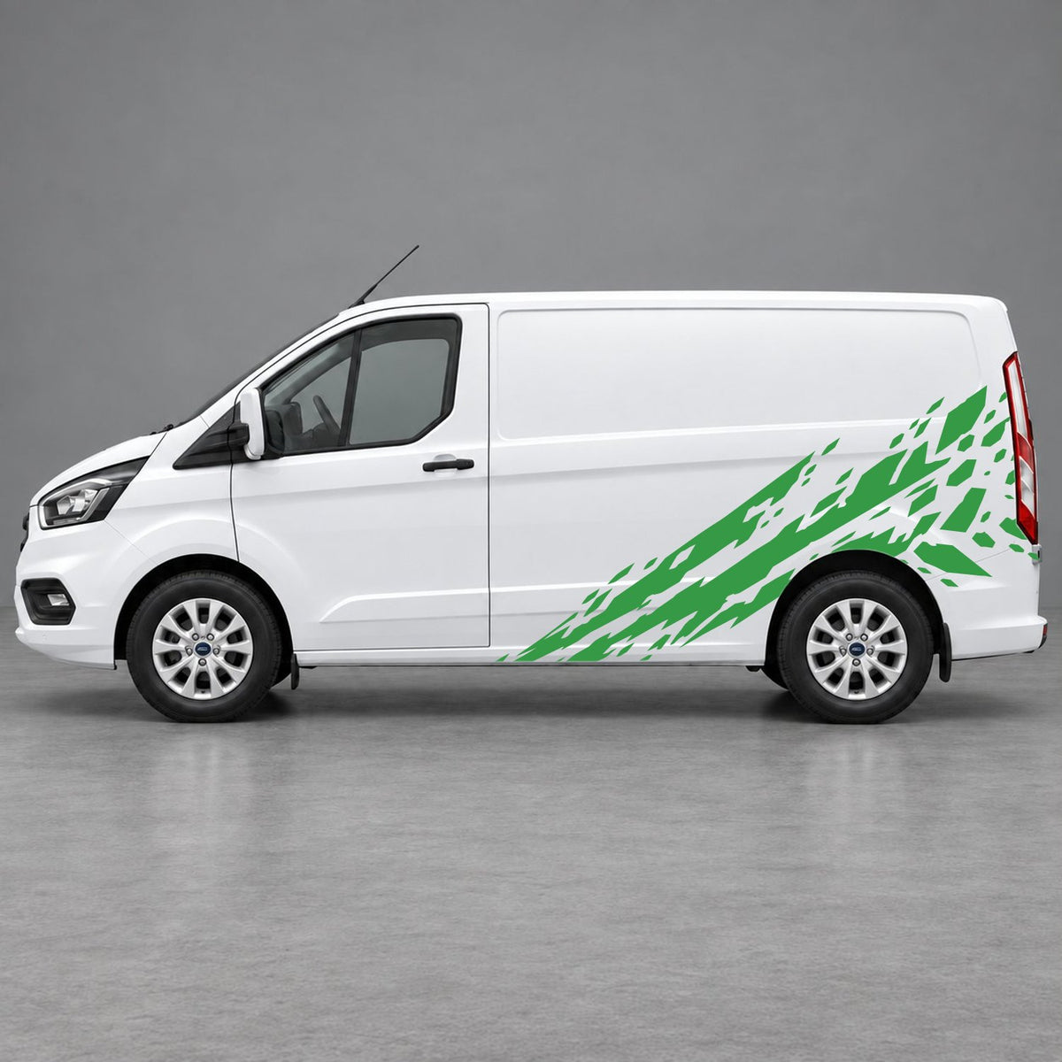 Ford Transit Custom Diagonal Brush-Stroke Side Graphics in Green