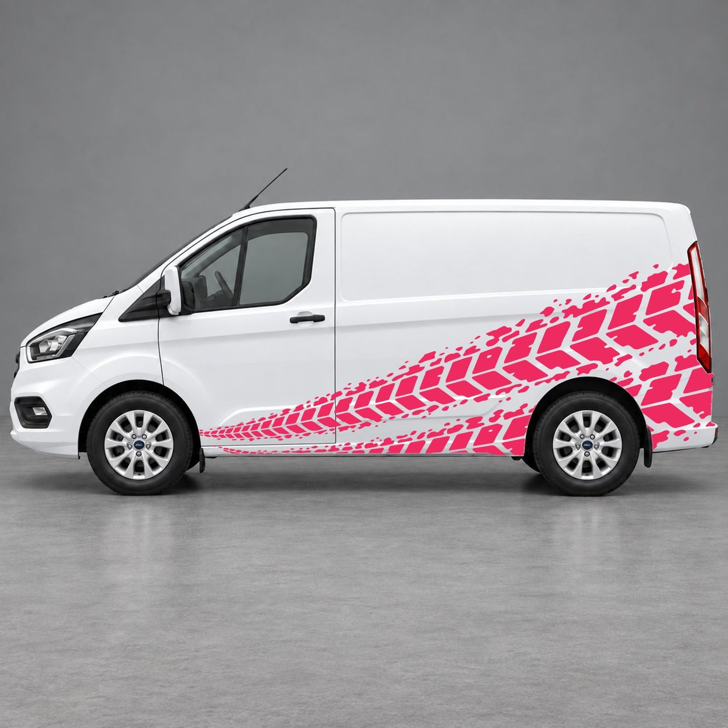 Ford Transit Custom Tyre Tread Side Graphics in Pink