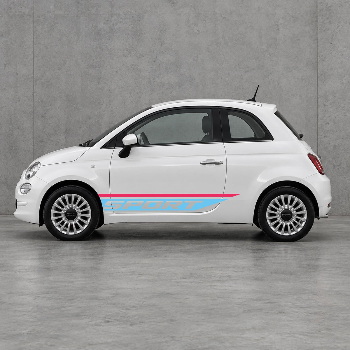 Fiat 500 Sport Lower Side Stripes Kit - Pair Supplied in Pink & Light Blue
